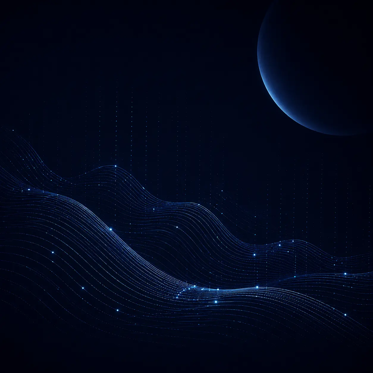 Flowing blue lines and data points
